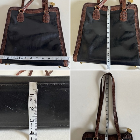 Vintage Brahmin North South Leather Satchel Bag Black Brown Classic Minimalist - Picture 11 of 11